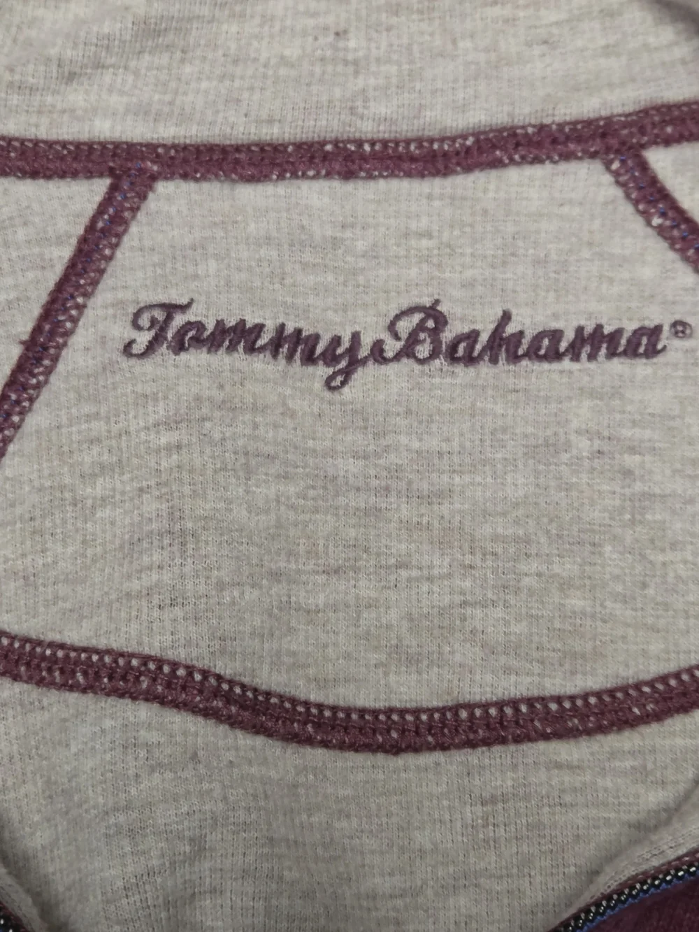 Tommy Bahama Men's Half-Zip Sweatshirt in Berry with Cream Trim